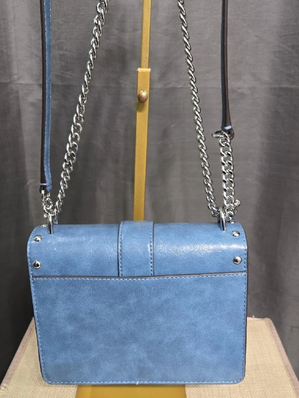 Michael Kors Sky Blue Studded Leather Chain Crossbody